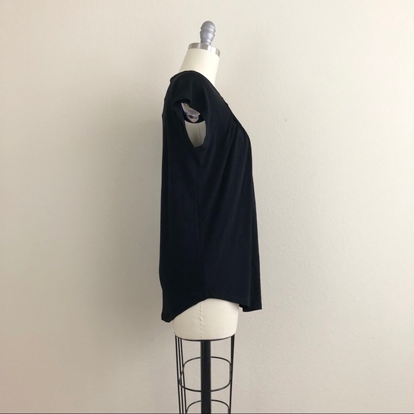 Premise Black Cap Sleeve Diamond Weave Blouse - Picture 3 of 5